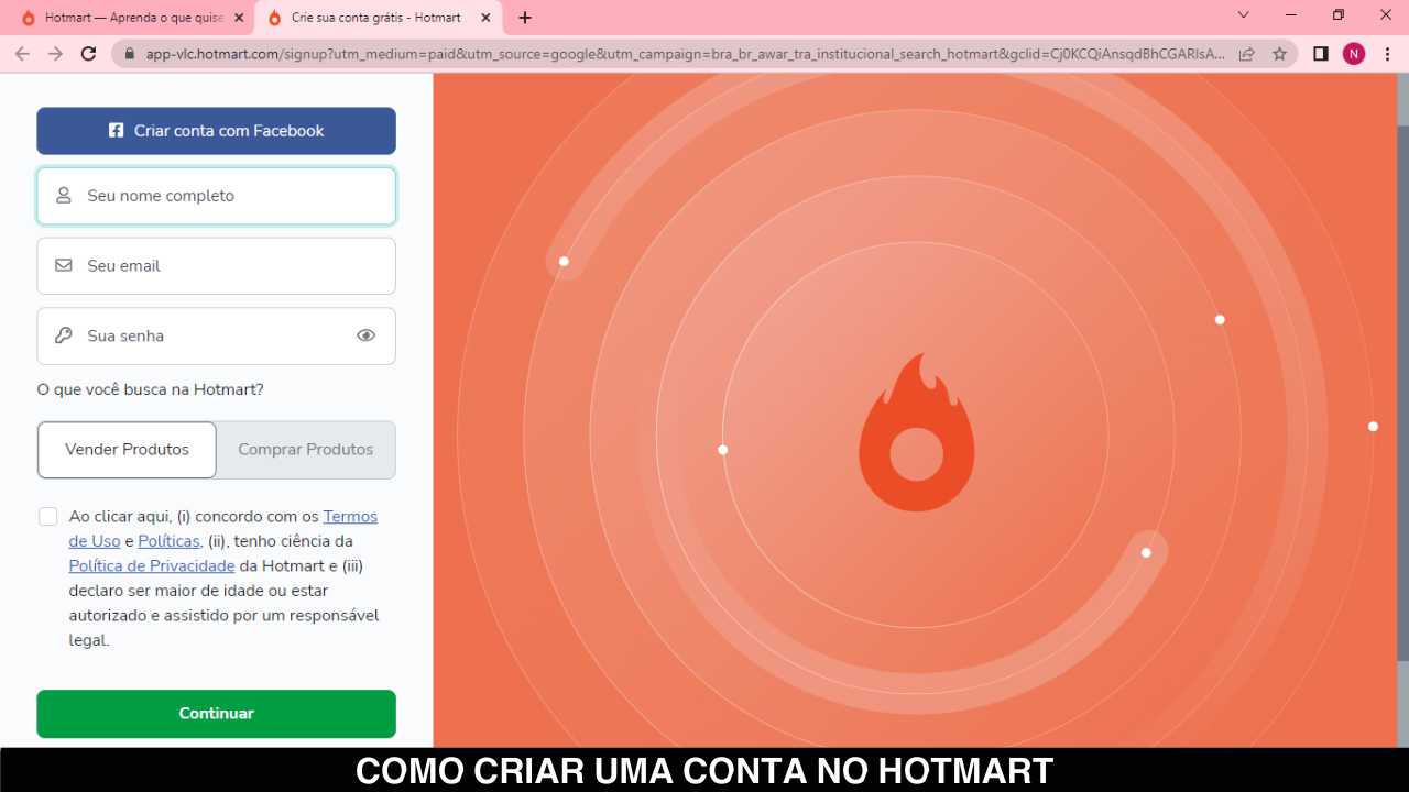 Como Criar Uma Conta No Hotmart Passo A Passo Empreendedorismo 8959