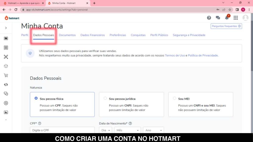 Como criar uma conta no hotmart 12 1024x576 - Como criar uma conta no Hotmart: Passo a passo