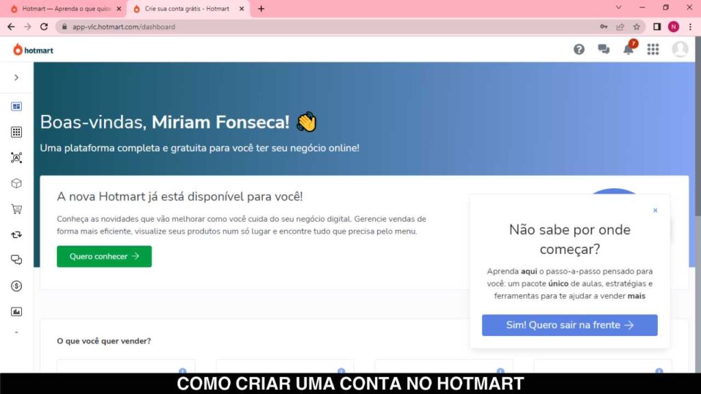 Como criar uma conta no hotmart (2)